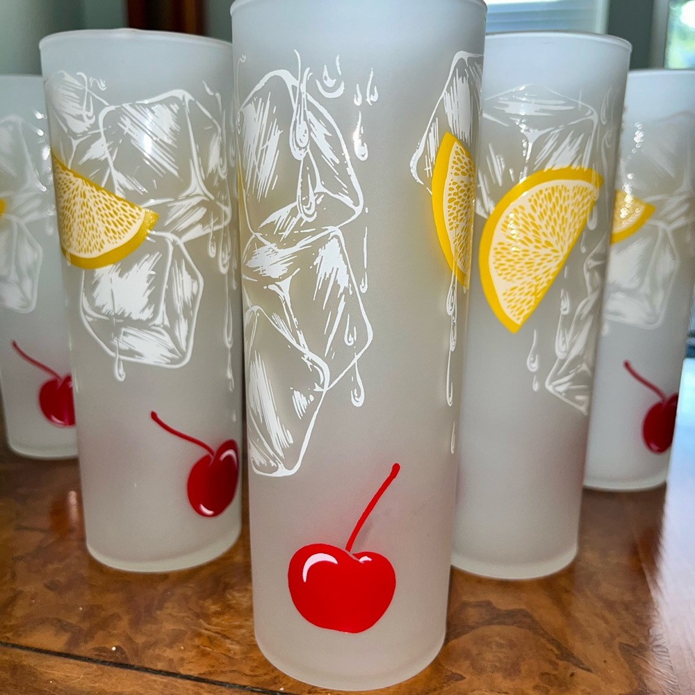 Vintage Tom Collins frosted glasses